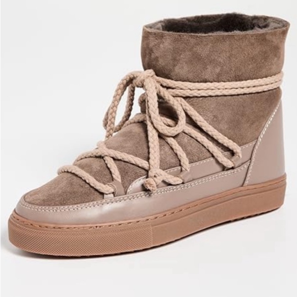 Inuikii Classic Mixed Leather Shearling Snow Boot - Taupe